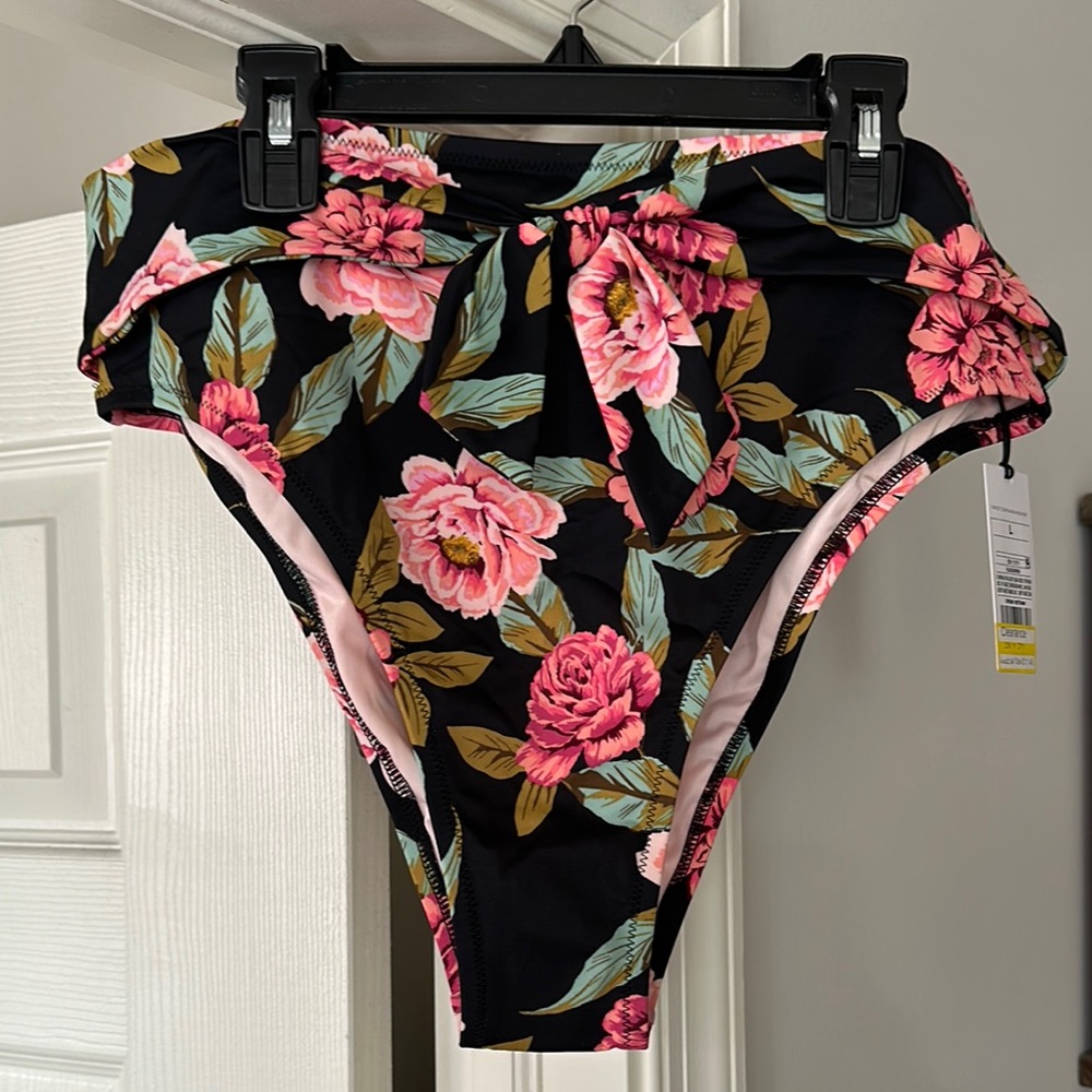 Shade & Shore Floral Bikini Bottoms - Pink and Black